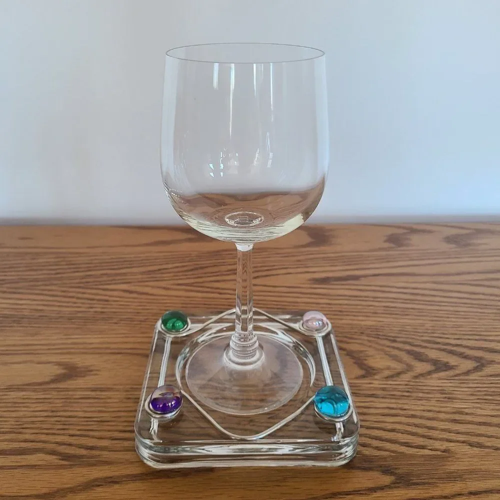 Glass Drink Coaster Embellished with Beads and Wire Hand-Made Water Wine Beer